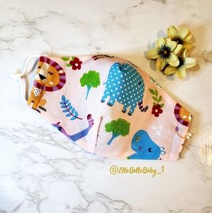 Kid's Face Mask 3 Layers Filter Animal Print Reuse